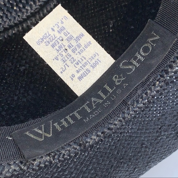 Vintage Whittall & Shon Black Straw Button Detail Made in USA Hat - Picture 7 of 12